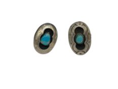 TWO VINTAGE STERLING SILVER TURQUOISE SHADOWBOX RINGS