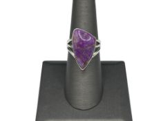 STERLING SILVER KINGMAN PURPLE DAHLIA COMPOSITE STONE RING