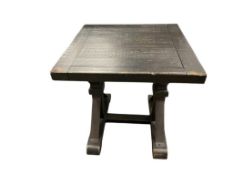 BLACK DISTRESSED WOOD AND METAL END TABLE