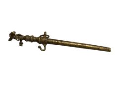 ANTIQUE 18TH CENTURY TIBETAN SOLID BRONZE RITUAL STAFF /CEREMONIAL STAFF
