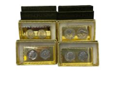 FOUR CUSTOM MADE U.S. COIN MONEY CLIPS INCLUDING MERCURY AND ROOSEVELT SILVER DIMES