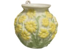 1930'S ART DECO PHOENIX / CONSOLIDATED GLASS COMPANY DAISIES SATIN SCULPTED VASE