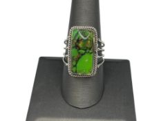 STERLING SILVER KINGMAN GREEN DAHLIA MATRIC COMPOSITE STONE RING