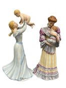LENOX HAND PAINTED PORCELAIN MOTHER AND CHILD FIGURINES MORNING PLAYTIME AND CHERISHED MOMENT
