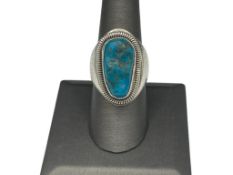 VINTAGE NAVAJO WYDELL BILLIE ARTIST SIGNED STERLING SILVER TURQUOISE RING
