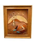 ROGER E. KULL NATIVE AMERICAN FOUR CORNERS ARTIST SCULTED LEATHER ART
