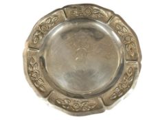 1930'S-1970'S MARCIEL SILVER CO. MEXICO STERLING SILVER ROSE REPOUSSE PLATE