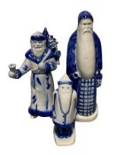 1998, 1999, AND 2001 DAVID ELDRETH SALT GLAZED POTTERY FATHER CHRISMTAS FIGURINES