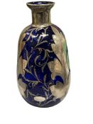 ANTIQUE VENETIAN HAND BLOWN COBALT BLUE GLASS DECANTER FEATURING STERLING SILVER OVERLAY