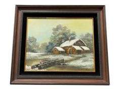 RICHARD SCHILLER ORIGIANL OIL ON CANVAS WINTER SCENE PAINTING