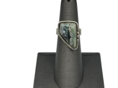 STERLING SILVER NEVADA SHAPED OCEAN JASPER RING
