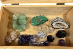 COLLECTION OF ELEVEN GEOLOGICAL SPECIMEN SAMPLES, AMETHYST, DESERT ROSE, GARNETS, ETC.