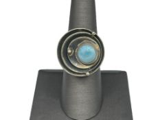 VINTAGE MODERNIST STERLING SILVER LARIMAR RING