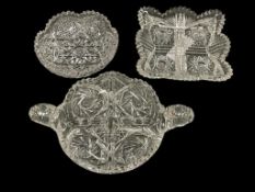 THREE PIECES OF VINTAGE AMERICAN BRILLIANT PERIOD CUT GLASS NAPPY DISHES