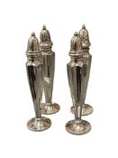 TWO PAIR OF VINTAGE STERLING SILVER WEIGHTED SALT & PEPPER SHAKERS FEATURING MAKER'S HALLMARK
