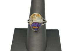 STERLING SILVER KINGMAN DAHLIA COMPOSITE STONE RING