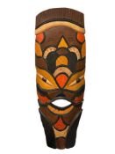 HAND CARVED AFRICAN ETHNIC PAINTED TRIBAL MASK WALL ART