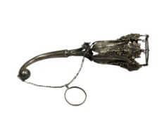 CIRCA 1850'S STERLING SILVER TUSSIE-MUSSIE BRIDAL POSY HOLDER ENGRAVED AND REPOUSSE DESIGN