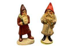 1992 AND 1996 VAILLANCOURT FOLK ART HAND PAINTED CHALKWARE FATHER CHRISTMAS HOLIDAY FIGURES