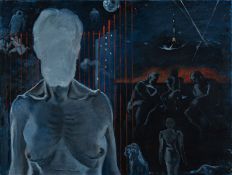 B.C. SANYAL - UNTITLED (Self Portrait With Figures)