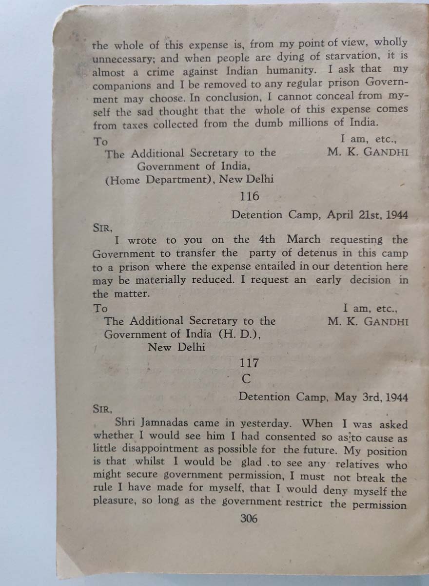 M.K.GANDHI - GANDHIJI'S CORRESPONDENCE WITH THE GOVERNMENT 1942-44 - Image 5 of 5