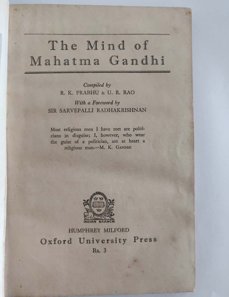 R.K.PRABHU & FOREWORD BY SIR S.RADHAKRISHNAN - THE MIND OF MAHATMA GANDHI - Image 5 of 6