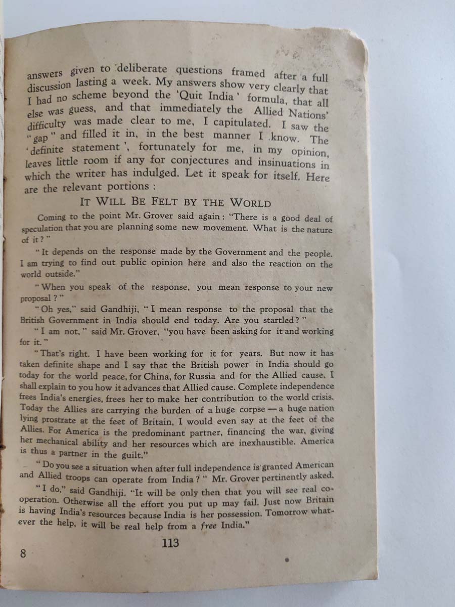 M.K.GANDHI - GANDHIJI'S CORRESPONDENCE WITH THE GOVERNMENT 1942-44 - Image 4 of 5