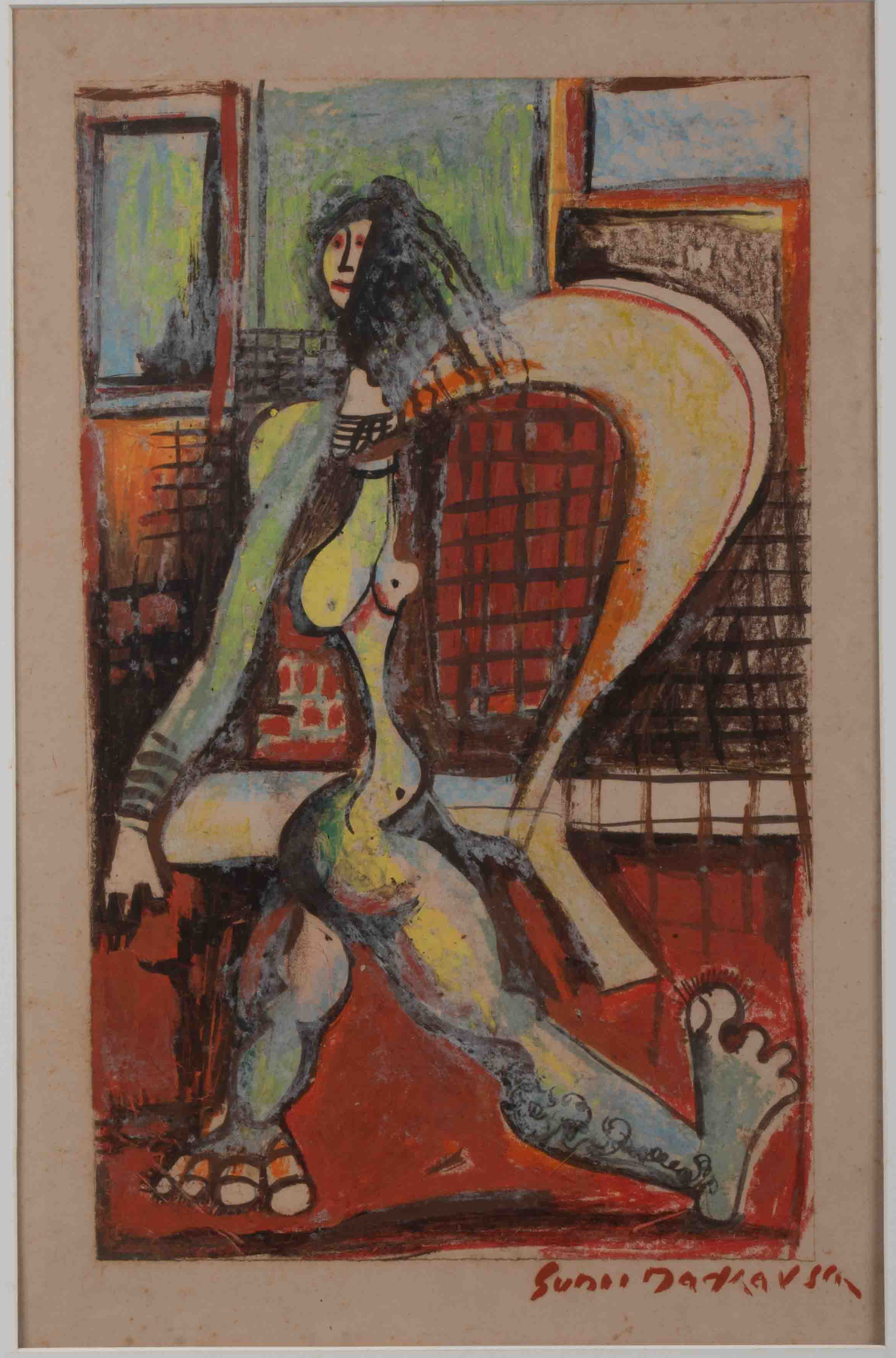 Sunil Madhav Sen - UNTITLED(Striding Nude/ Men with a Drum)
