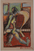 Sunil Madhav Sen - UNTITLED(Striding Nude/ Men with a Drum)