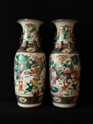 Nanking Famille Verte Qing Dynasty (Kangxi Period) Chinese Porcelain Vases