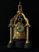 A French Gothic Revival Gilt-Bronze Bell-Form Mantel Clock