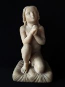 Italian Alabaster Sculpture of a Praying Boy After Luigi Pampaloni