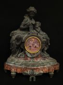 Large French Figural Mantel Clock – Mother and Child with Lyre