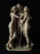 Italian Alabaster Figures, After Antonio Canova’s The Three Graces