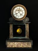 French Black Marble Pendulum Mantel Clock