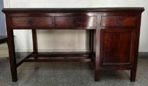 An Anglo-Indian Writing Table with Pedestal Cupboard and Three Drawers
