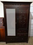 A Grand Anglo-Indian Compactum Wardrobe with Mirror, Carving, and Drawers