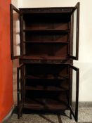 An Anglo-Indian Dark Hardwood Four-Door Glazed Display Cabinet