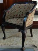 A Fine Anglo-Indian Club Armchair with Carved Cabriole Legs and Scroll Arms