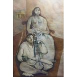 BIJAN CHOUDHURY (1931 – 2012) - UNTITLED (Couple with Sarangi)