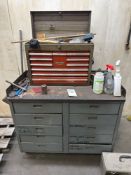 CRAFTSMAN TOOLBOX WITH STEEL 10 DRAWER ROLLER CART AND TWO CRAFTSMAN HAND TOOL BOXES