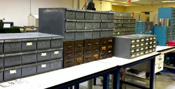 ASSORTED METAL TOOL STORAGE BINS/CABINETS