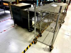 LOT OF STORAGE CABINETS AND WIRE RACKS