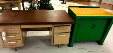 DESK AND WORKBENCH WITH CABINET