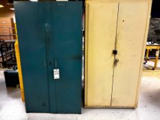 (2) CABINETS WITH PLASTIC BIN SHELF STORAGE