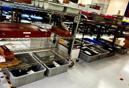 LOT OF WIRE RACK CARTS AND WORKBENCH, NO CONTENTS