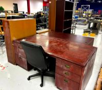 WOODEN SHELVES AND DESKS