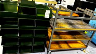 MOBILE STORAGE SHELF AND METAL BIN STORAGE SHELF