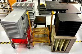 STORAGE BINS, SHELVES AND WIRE RACK CART