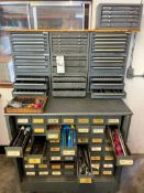 METAL TOOL STORAGE CABINET LOADED WITH TOOLING, CARBIDE TOOLING, DRILL BITS